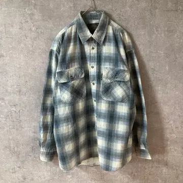 BAYLEAF 옴브레 체크 플란넬 셔츠 코튼 빈티지 M 사이즈
