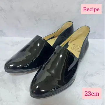 새상품급 Recipe 레시피 플랫슈즈 슬립온 에나멜 블랙