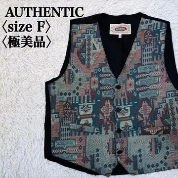 컨디션 최상 오센틱 네이티브 무늬 베스트 S 에스닉 그린