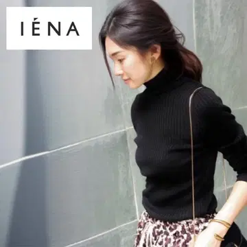 이에나 / 새상품급 하이 게이지 리브 하이넥 풀오버 니트 차콜 블랙