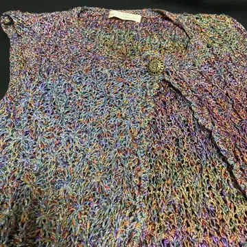 HAMANAKA 멀티 컬러 니트 베스트 버튼 포함 라메 믹스