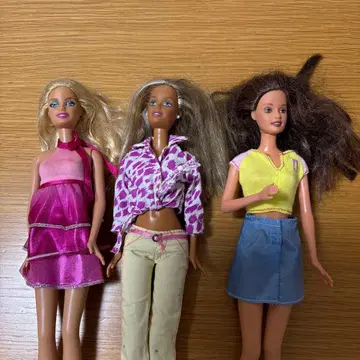 3개 1999년산 레트로 바비 인형 금발 미니 드레스 부속 Mattel제