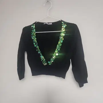 LAPIS BEAMS 비즈 장식 블랙 가디건