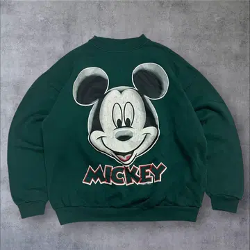 90s Disney 맨투맨 미키마우스 빅 프린트 그린