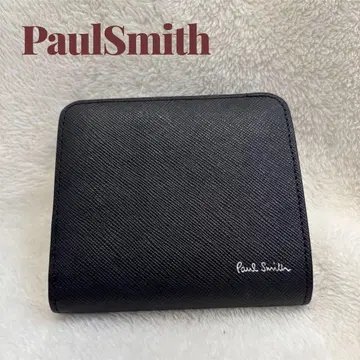 새상품급 Paul Smith 접이식 지갑 블랙 가죽 라운드 지퍼