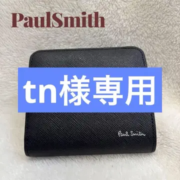 새상품급 Paul Smith 접이식 지갑 블랙 가죽 라운드 지퍼
