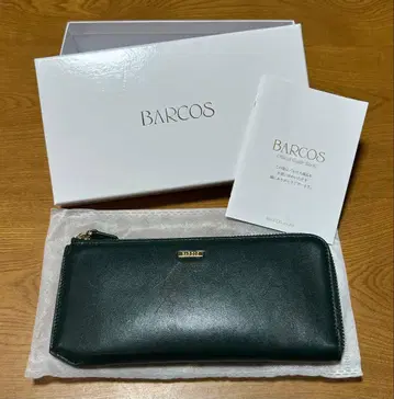 [ BARCOS ] L자 지퍼 장지갑 짙은 녹색 박스 포함