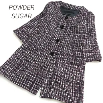 [ POWDER SUGAR ] 퍼플 트위드 자켓 코트 귀여운