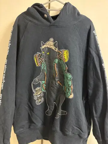 고 슬로우캐러밴 공기방적 쭈리 고양이 남성용 후드티 고양이