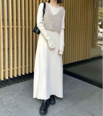 미스틱 니트 베스트 원피스 세트