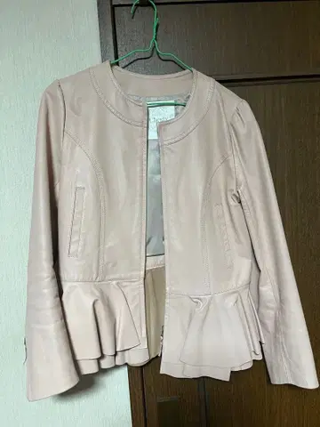 핑크 가죽 자켓 플레어