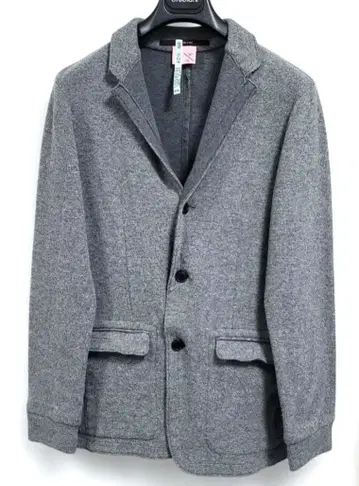 SAGE DE CRET 그레이 블레이저 울 캐시미어 혼방 니트 자켓