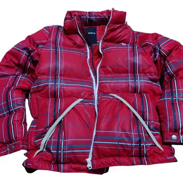 Hurley 레드 체크 무늬 다운 자켓