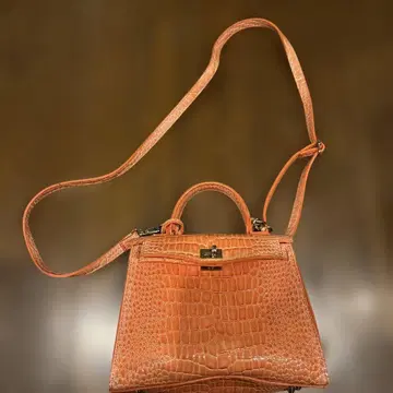 이탈리아 기념품 악어 엠보싱 2way 핸드백 숄더 오렌지