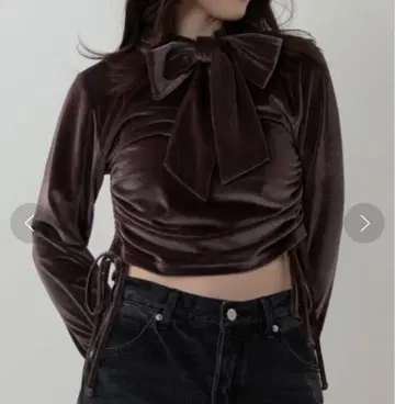 senee 리본 벨로아 상의