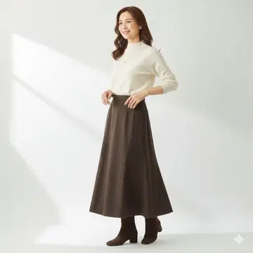 HIROKO BIS 히로코비스 울 롱 스커트 13 빅 사이즈 브라운