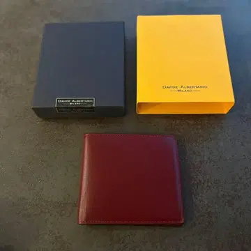 DAIDE ALBERTARIO 버건디 소가죽 이단 접이식 지갑