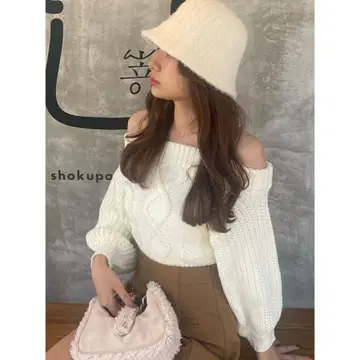 Darich 오프숄더 케이블 짜임 니트