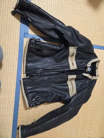 메쉬 가죽 자켓 블랙과 베이지