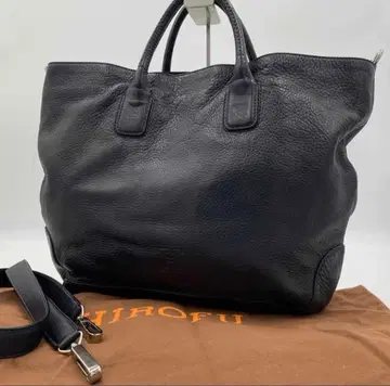 히로후 듀오 2way 백 주름 가죽 로고 엠보 가죽 다크 네이비 A4