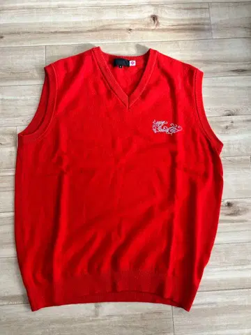 DWD 빨간색 V넥 슬리브리스 베스트