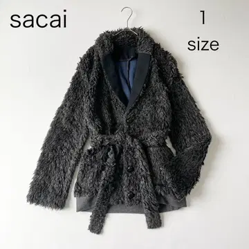 4824 [새상품급] 사카이 퍼 자켓 벨트 포함 호두 단추 S 그레이