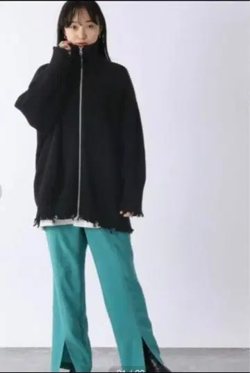 새상품급 지나시스 5G 아제 크러쉬 ZIP 가디건 블랙