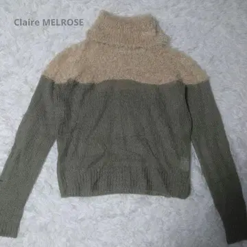 Claire MELROSE 배색 터틀 니트 M 상당