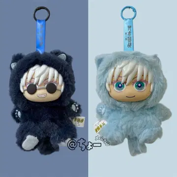 EAKI 주술회전 고죠 사토루 봉제 인형 스트랩 키링 고양이 귀