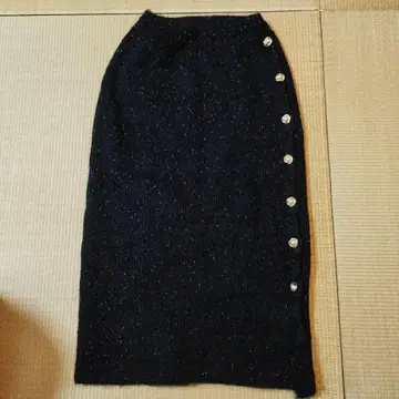 블랙 니트 타이트 스커트