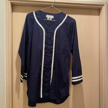 GANRYU 네이비 베이스볼 디자인 셔츠 M