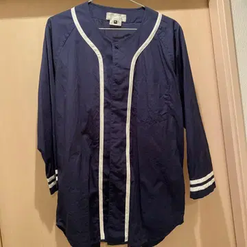 GANRYU 네이비 베이스볼 디자인 셔츠 M