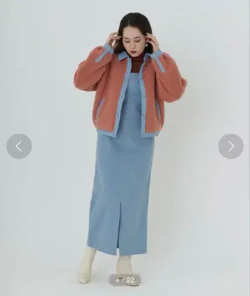 핑크 블루 플리스 자켓