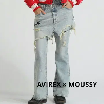 새상품급! AVIREX x MOUSSY 데님 플레어 팬츠