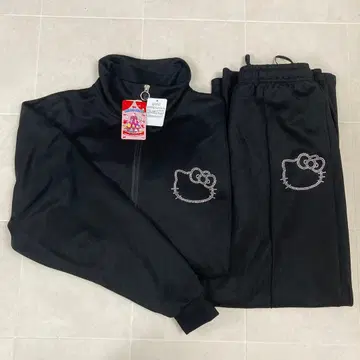 산리오 헬로 키티 저지 상하의 큐빅 블랙 L 돈키 한정판