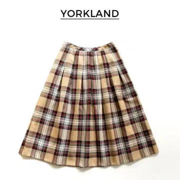 새상품급 요크랜드 YORKLAND 울 체크 플레어 스커트 11호