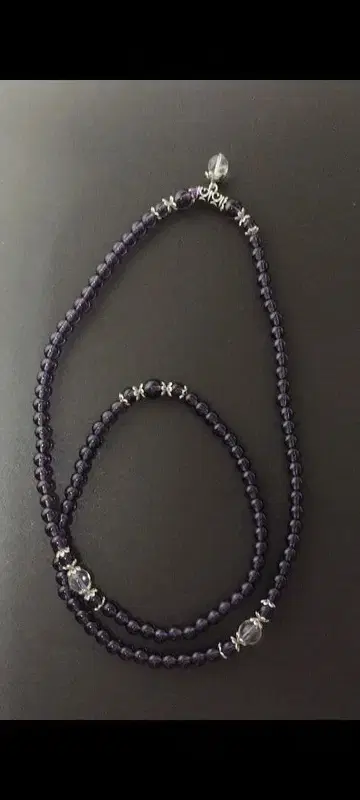 파워스톤 목걸이 자수정 보라색