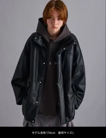 JUNRED 블루종 아우터 신세틱 가죽 솜 블루종