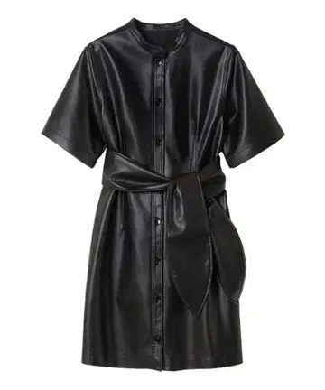 블랙 인조 가죽 원피스 le ciel bleu