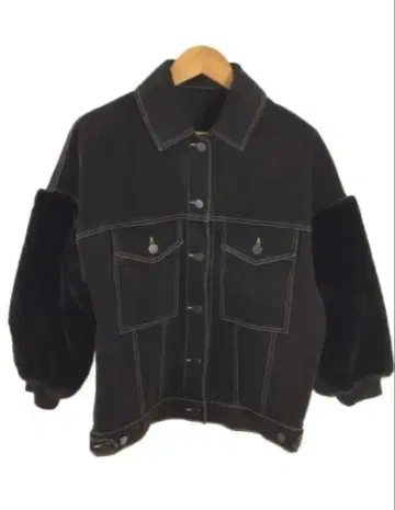 그레이스 콘티넨탈 데님 퍼 자켓 블랙