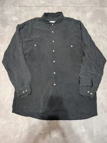 BURMA BIBAS 실크 블랙 셔츠 XL 박스 컷