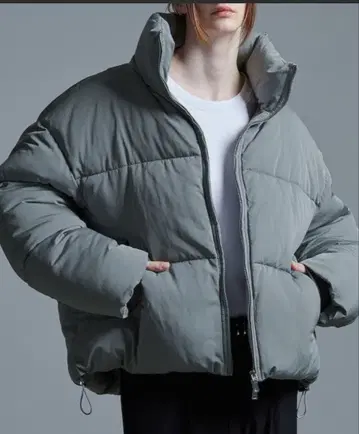 오버 숏 더블 지퍼 하이넥 패딩 자켓