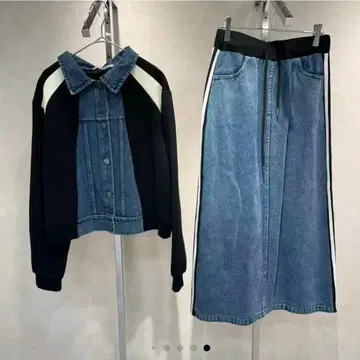 택 포함 미사용 새상품 데님 스커트 셋업