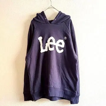 리 후드 맨투맨 면 혼방 네이비 L 상의 빅 로고 후드 긴팔