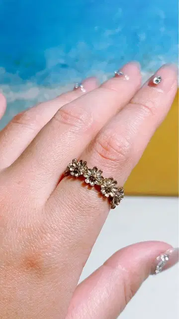 꽃 모티브 실버 반지