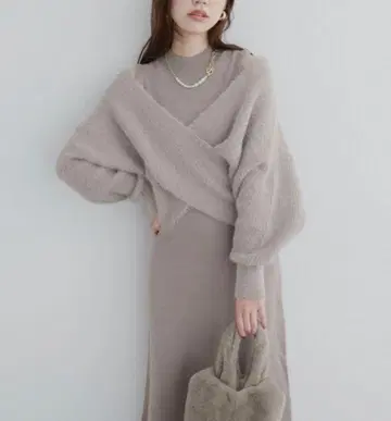 새상품급 natural couture 크로스 니트+민소매 원피스 SET