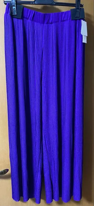 퍼플 플리츠 와이드 팬츠