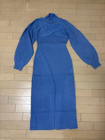 파랑 리브 니트 원피스 사이즈 2