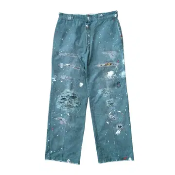 하나뿐인 디키즈 더블니 커스텀 리메이크 데미지 페인트 칠