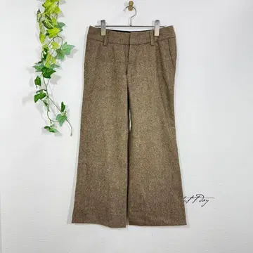 에디 바우어 울 혼방 트위드 슬랙스 센터 프레스 와이드 구제 의류